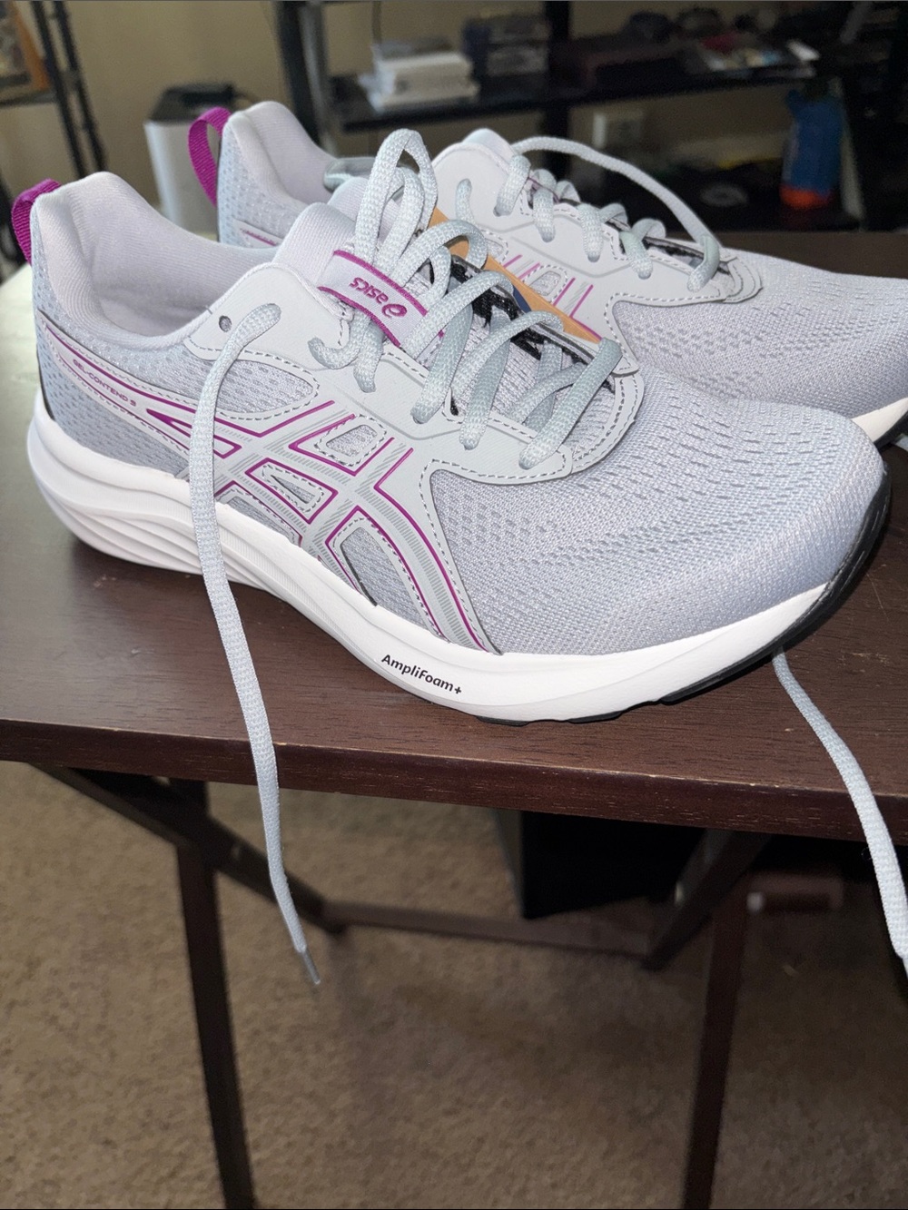 ASICS Women's Light Gray with Pink Accent Running Shoes